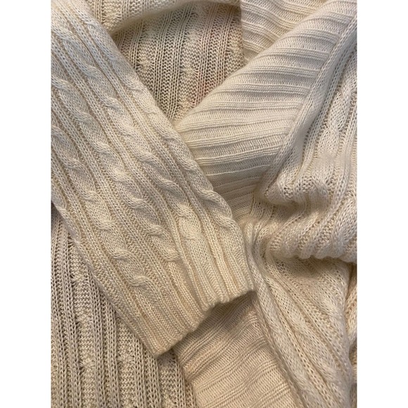 Ann Taylor Cashmere Collared Wrap Robe Cable Knit w/ Belt Tie Lounge Sz XS Ivory - Picture 7 of 7